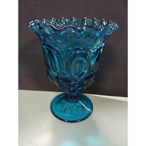 L.E. Smith Moon And Stars Colonial Blue 18 Point Crimped Compote